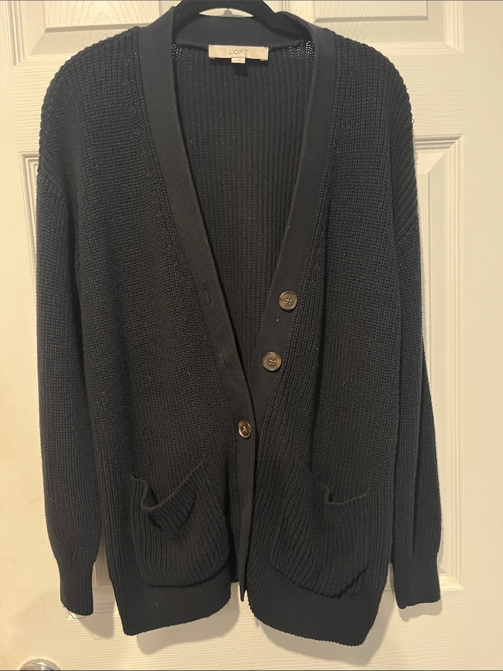 LOFT Black Men's Knit Button-Up Cardigan